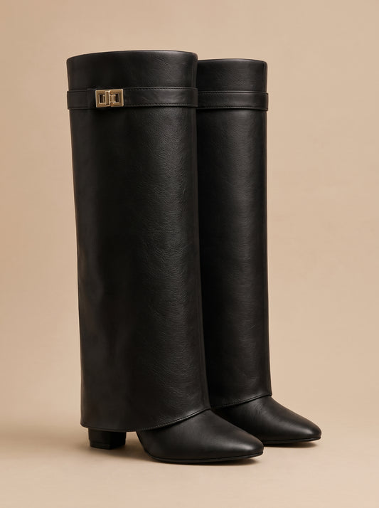 Botte Élise - Noir simili cuir