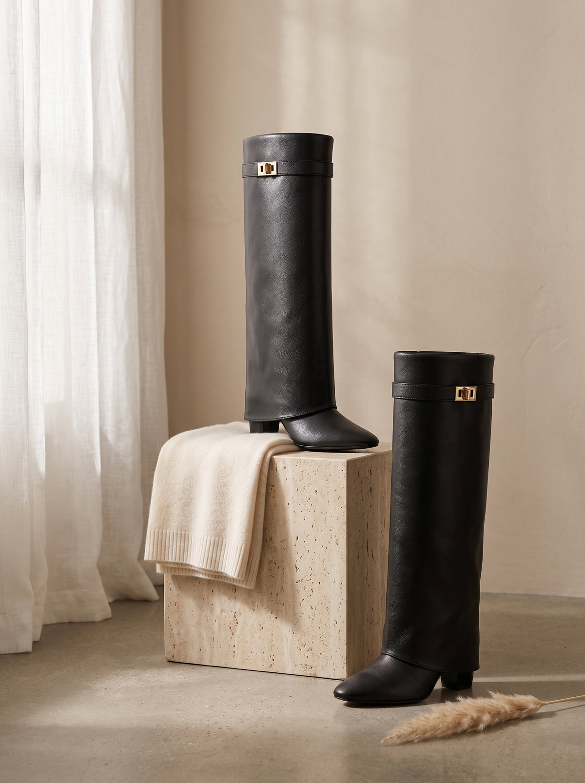 Botte Élise - Noir simili cuir